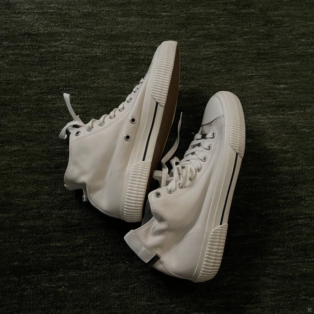 The Kooples White Smooth Leather High-Top Sneakers Men’s Size 10 Street Style - Picture 5 of 9